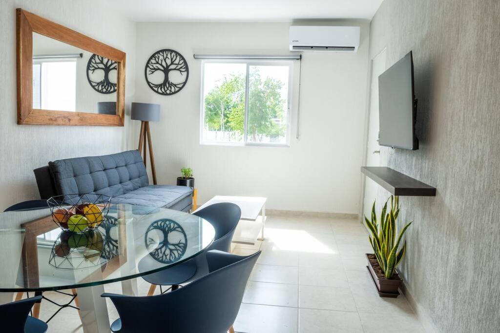 Depto 2 Rec. Con Vista A La Piscina En C. Privada Appartement Playa del Carmen Buitenkant foto