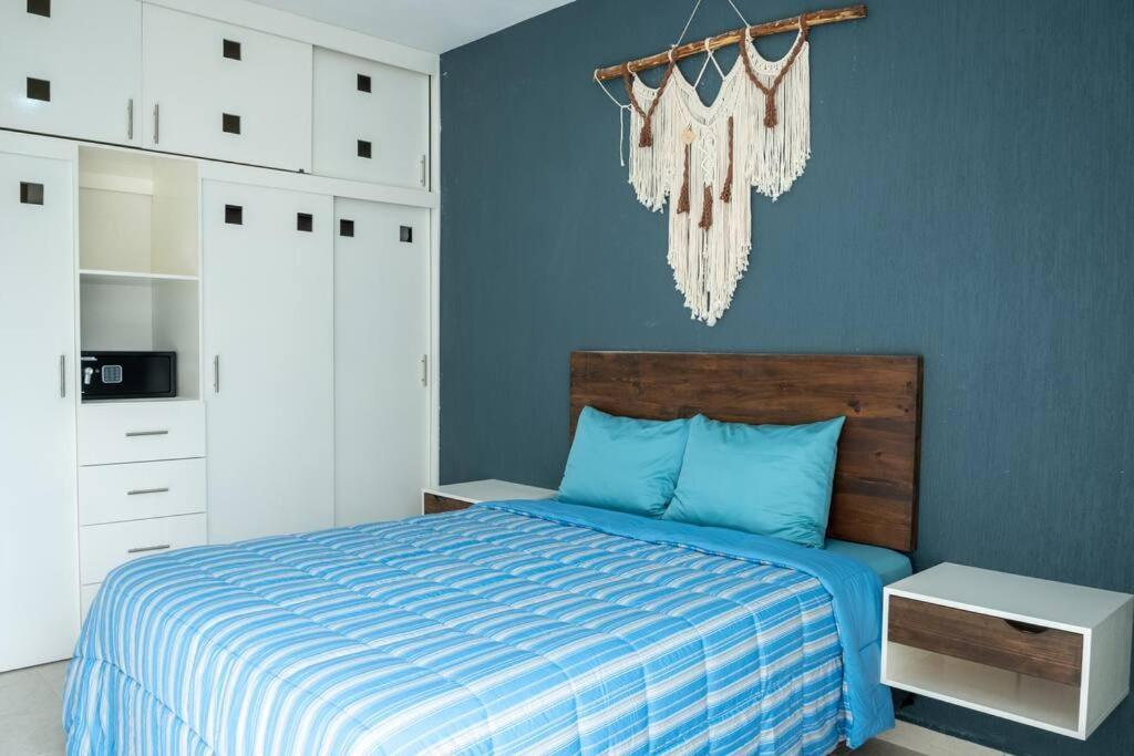 Depto 2 Rec. Con Vista A La Piscina En C. Privada Appartement Playa del Carmen Buitenkant foto